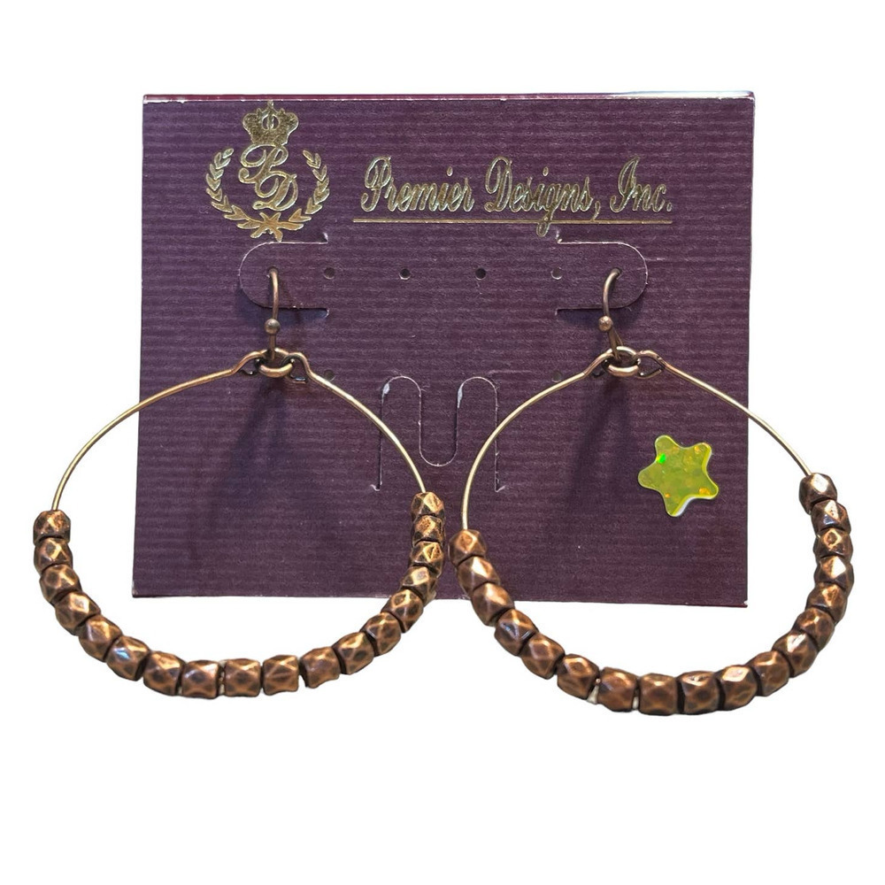 Premier Designs Spot On Dangle Boho Festival Beaded Hoops Date Earrings New